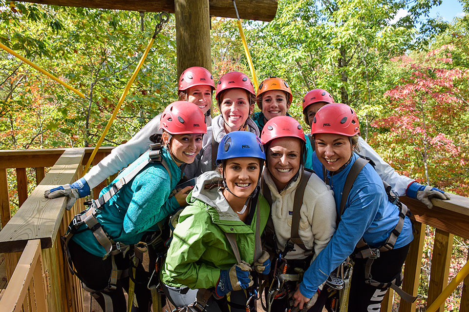 Girls Having Fun at Smoky Mountain Ziplines - Copyright 2026, Smoky Mountain Ziplines