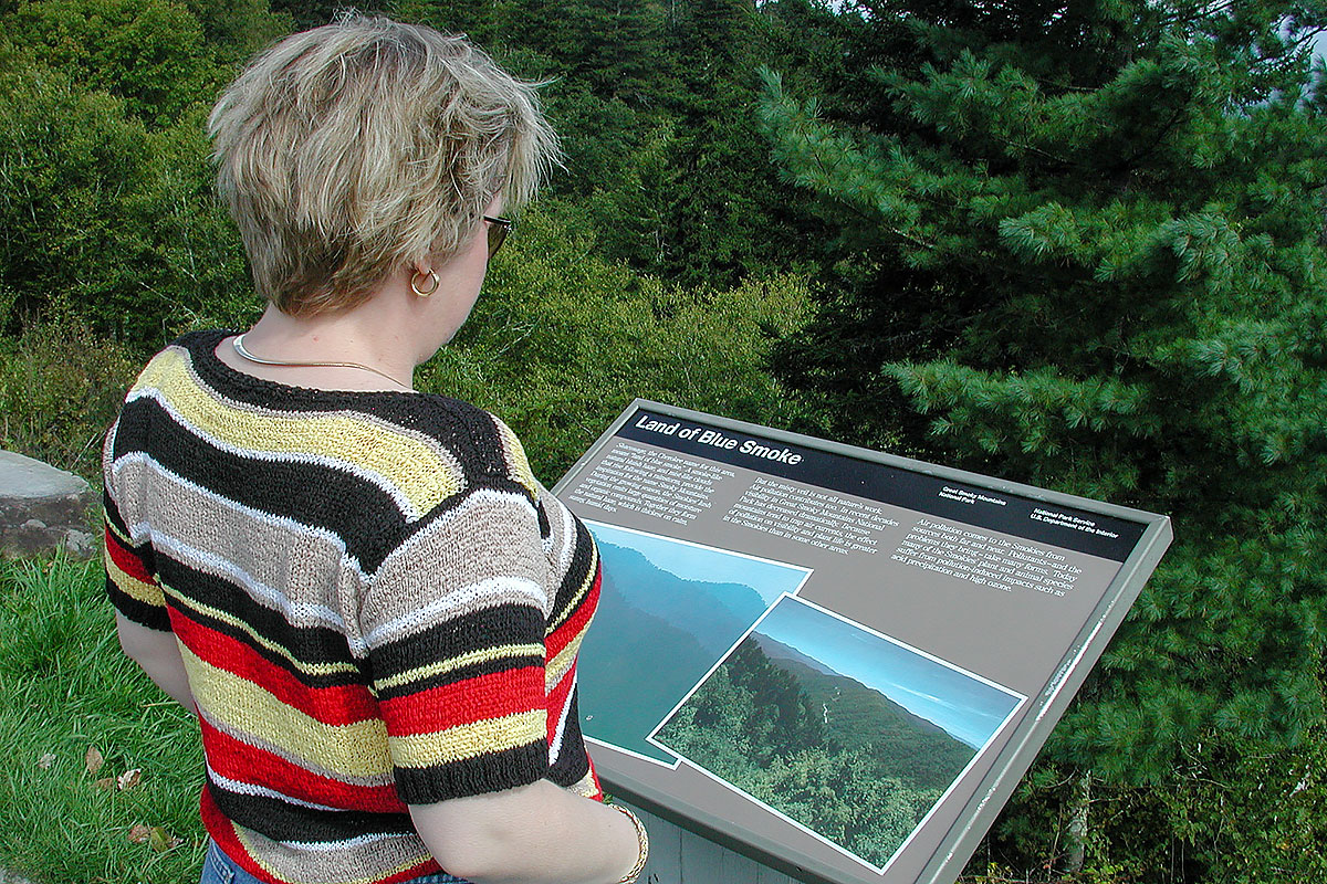 Panoramic mountain overlook in Great Smoky Mountains National Park with layered ridges and forest views